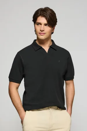 Polo Club® Polo Nera Pascal Senza Bottoni Con Monogramma Ricamato