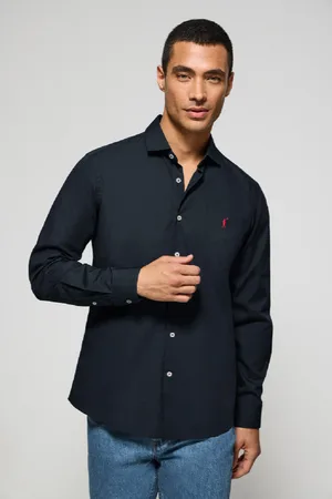 Polo Club® Camicia Slim In Popeline Blu Marino Con Logo Rigby Go Ricamato