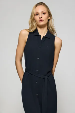 Polo Club® Vestito Blu Marino Smanicato E Abbottonato Con Monogramma Ricamato