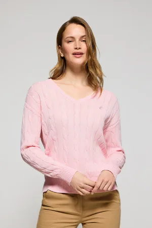 Polo Club® Maglione A Trecce Con Scollo A V E Monogramma Ricamato