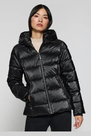 Polo Club® Giacca Effetto Lucido Nera Snow Con Cappuccio Fisso E Dettagli
