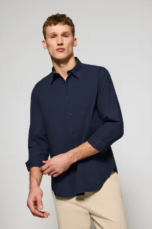 Polo Club® Camicia Blu Marino In Popeline Garment Dye Con Ricamo Rigby Go