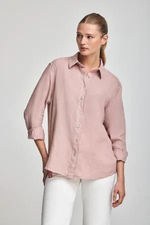 Polo Club® Camicia In Lino Tinta In Capo Con Monogramma Ricamato
