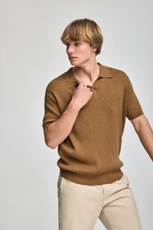 Polo Club® Maglione Color Cammello A Coste Jay Con Monogramma Ricamato