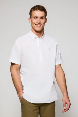 Polo Club® Camicia Bianca A Polo In Lino-Cotone Con Ricamo Rigby Go