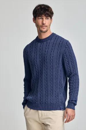 Polo Club® Maglione Viola Azzurrino Intrecciato E Tintura In Capo Con Logo Ricamato