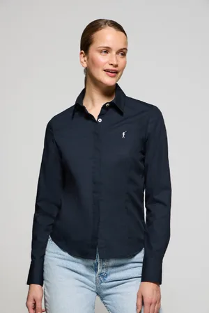 Polo Club® Camicia Slim In Popeline Blu Marino Con Logo Rigby Go Ricamato
