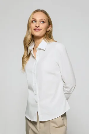 Polo Club® Camicia Bianca In Popeline Tinta In Capo Con Logo Ricamato
