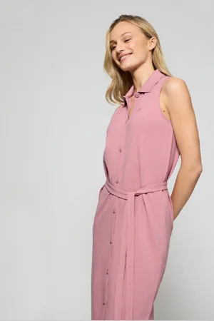 Polo Club® Vestito Rosa Cipria Smanicato E Abbottonato Con Monogramma Ricamato
