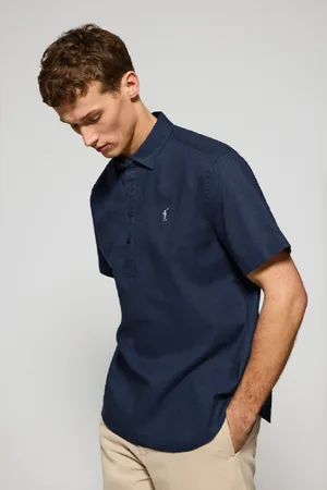Polo Club® Camicia Blu Marino A Polo In Lino-Cotone Con Ricamo Rigby Go