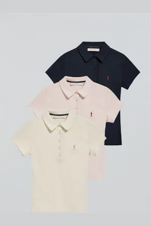 Polo Club® Pack Di Tre Polo Blu Marino, Ecrù E Rosa Con Logo Rigby Go