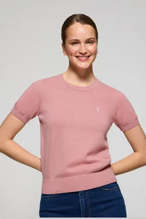 Polo Club® Maglione Rosa Cipria A Girocollo In Filo A Maniche Corte E Logo Rigby Go