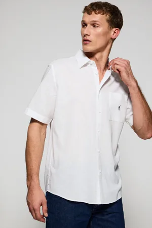 Polo Club® Camicia Bianca A Maniche Corte In Lino-Cotone Con Ricamo Rigby Go