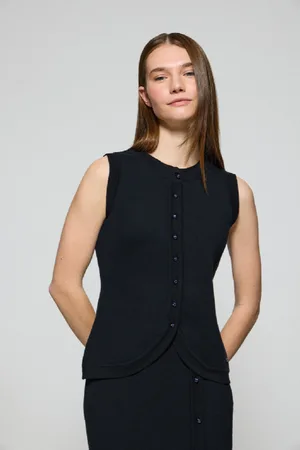 Polo Club® Gilet Blu Marino In Filo Lalisa Con Abbottonatura E Bottone In Madreperla