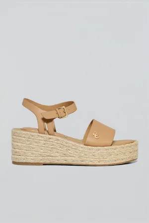 Polo Club® Sandali Con Zeppa Aurora In Iuta Tortora Con Dettagli Metallici