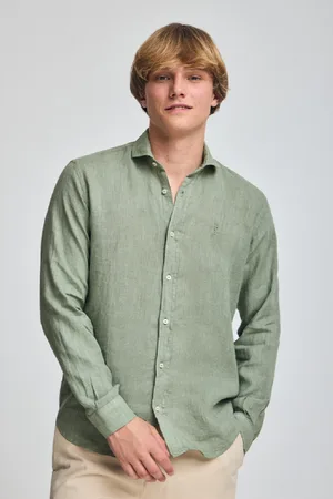 Polo Club® Camicia Vede Militare In Lino Tinta In Capo Con Ricamo Rigby Go