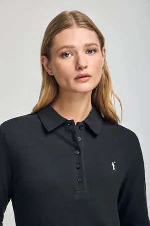 Polo Club® Polo Priyanka Nera A Cinque Bottoni Con Ricamo Rigby Go