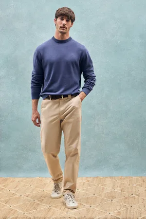 Polo Club® Maglione A Girocollo Viola Azzurrino Tinto In Capo Con Logo Ricamato