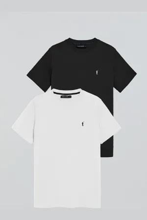 Polo Club® Pack Di Due Magliette In Nero E Bianco A Girocollo E Logo Rigby Go Ricamato