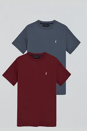 Polo Club® Pack Di Due Magliette In Granato E Blu A Girocollo E Logo Rigby Go Ricamato