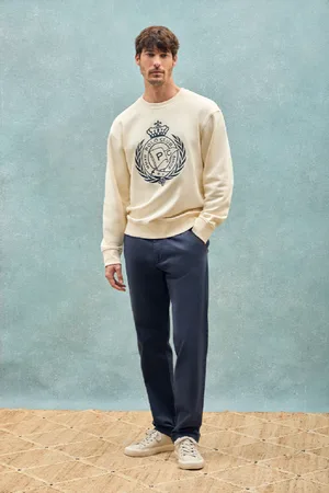 Polo Club® Felpa Saddie Ecrù Con Grafica Nautica Ricamata
