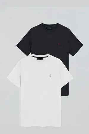Polo Club® Pack Di Due Magliette In Blu Marino E Bianco A Girocollo E Logo Rigby Go Ricamato