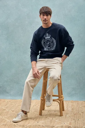 Polo Club® Felpa Saddie Blu Marino Con Grafica Nautica Ricamata