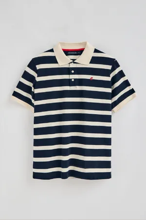 Polo Club® Polo Blu Marino Genova A Righe Con Monogramma Ricamato