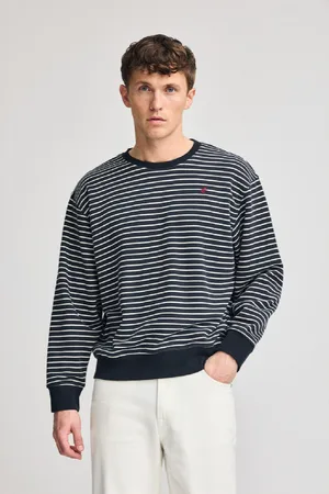 Polo Club® Felpa Captain Blu Marino A Righe Con Monogramma Ricamato