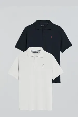 Polo Club® Pack Di Due Polo A Tre Bottoni In Blu Marino E Bianco Con Logo Rigby Go