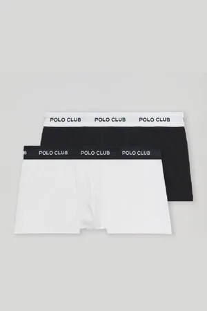 Polo Club® Pack Di Due Boxer Bianchi E Neri Con Logo