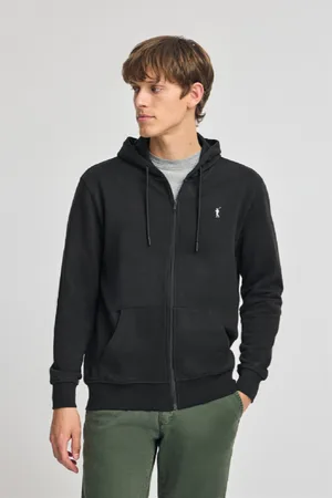 Polo Club® Felpa Nera Con Cappuccio E Cerniera E Con Logo Rigby Go