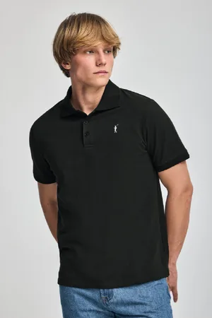 Polo Club® Polo Nera A Maniche Corte E Tre Bottoni Con Logo Rigby Go Ricamato