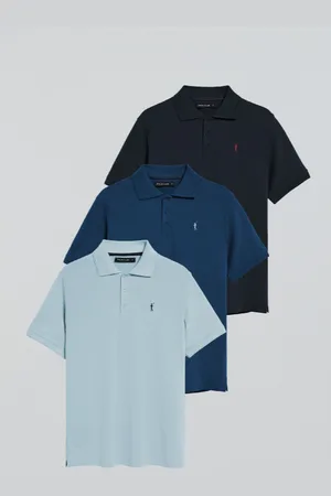 Polo Club® Pack Di Tre Polo A Tre Bottoni In Blu Marino, Blu Chiaro E Indaco Con Logo Rigby Go