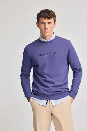 Polo Club® Felpa Viola Azzurrino Regular A Girocollo E Logo Gommato