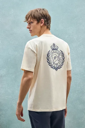 Polo Club® Maglietta Ecrù Con Scollo Rotondo E Stampa Nautica
