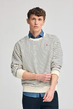 Polo Club® Felpa Captain Ecrù A Righe Con Monogramma Ricamato