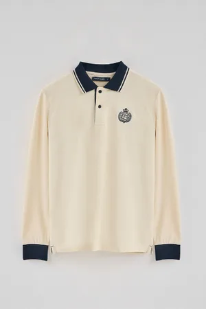 Polo Club® Polo Ecrù Anchor A Maniche Lunghe Con Particolare Nautico