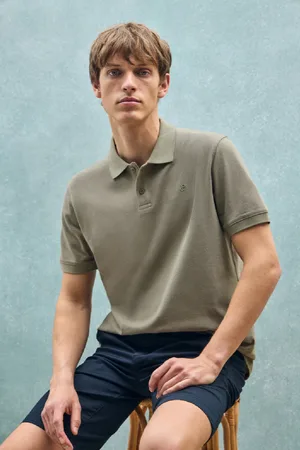Polo Club® Polo Verde Chiaro In Cotone E Lino Con Due Bottoni E Monogramma Ricamato