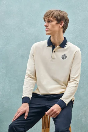 Polo Club® Polo Ecrù Anchor A Maniche Lunghe Con Particolare Nautico