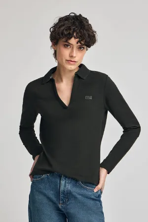 Polo Club® Polo Pia Nera Senza Bottoni Con Logo In Gomma