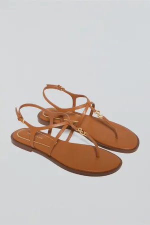 Polo Club® Sandali Marroni Con Fascette Bianca Con Particolare Metallico