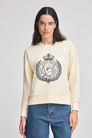 Polo Club® Felpa Syren Ecrù Con Grafica Nautica Ricamata