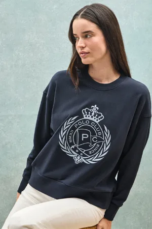 Polo Club® Felpa Syren Blu Marino Con Grafica Nautica Ricamata