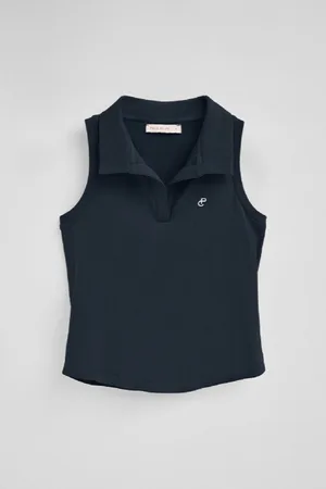 Polo Club® Polo Blu Marino Smanicata Con Monogramma Ricamato