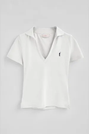Polo Club® Polo Bianca In Cotone E Lino Senza Bottoni Con Ricamo Rigby Go