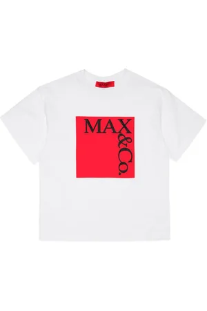 MAX&Co. Kids T-shirt bianca stampa logo quadrato