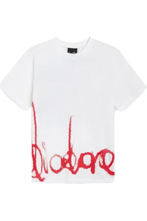 Diadora T-shirt bianca logo graffito girovita