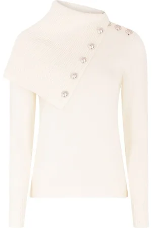 Paco rabanne Maglia bianca collo largo e bottoni lqnq