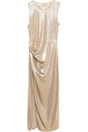 Patrizia Pepe Abito midi in jearsy laminato oro